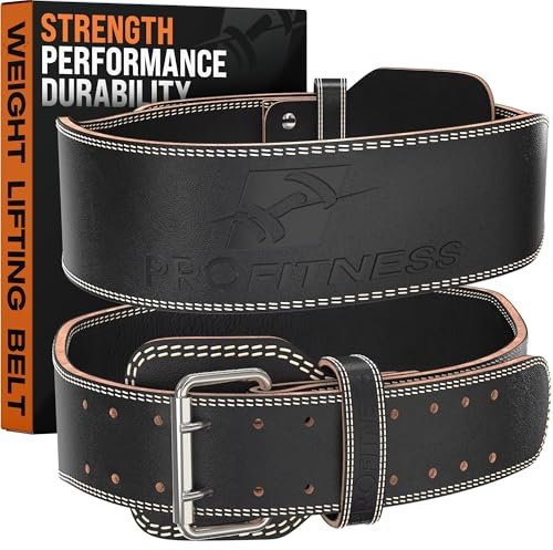 ProFitness Gewichthebergürtel, 10.2 cm breit, bequem und langlebig, vorgebrochenes Echtleder,weiß, Large 36-42 (Waist size not pants size)