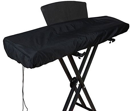 Abdeckung für Klaviertastatur, Klavier-Staubschutz, Keyboard-Tasche mit verstellbaren Schnur und Verriegeln für 61 Tasten-Tastatur, Wasser- und Staubdicht, Schwarz, 98 * 42 * 19 cm