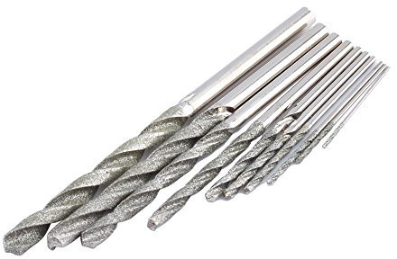 10Pcs Foret Diamant, Jeu de Forets Hélicoïdaux 0.8-4.0mm Jeu de Forets à Pointe Diamantée de Haute Précision avec Forets Ronds pour Bois Carreaux de Verre et Coupe de Pierres