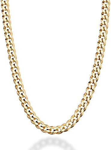 Miabella Italian 18K Gold Plated 925 Sterling Silver 5mm Diamond-Cut Cuban Link Curb Chain Necklace for Women Men, Made in Italy (20 Inches)
