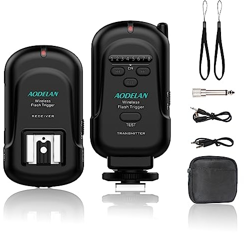 AODELAN Wireless Flash Trigger Transmitter and Receiver | 2.4 GHz Frequency | for Canon, for Nikon, for Olympus, for Panasonic, for Pentax, for Fuji, for Samsung,for Sony(Except Sony Flashes)