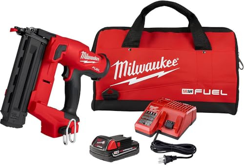 M18 Fuel Cordless Brad Nailer Kit - with Battery, Charger and Tool Bag, 18 Gauge