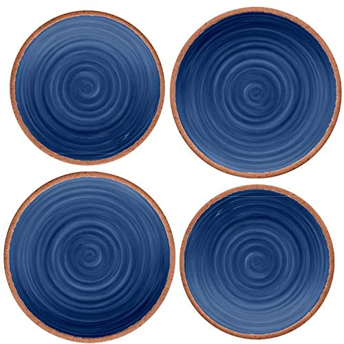 Rustic Swirl Indigo Melamine Dinner & Side Plate Set (4)