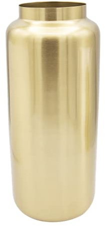 LaLe Living Vase UZUN in Gold Matte Oberfläche aus Eisen Ø10 x H25 cm dekorative Tischdeko große Blumenvase im Wohnzimmer, Esszimmer und Küche