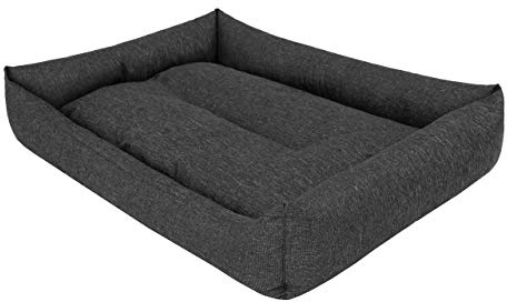 PillowPrim Hundebett Hundesofa Liegen Hundekissen Sofa Hundekorb Bett Hundecouch Tierbett Weich Haustierbett Hundeliegen Kissen XL - 82 x 60 cm Schwarz