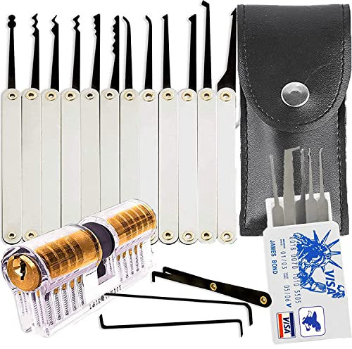 20 Piece Lock Picking Set with Training Locks & Credit Card Pick - Beginner & Locksmith Training