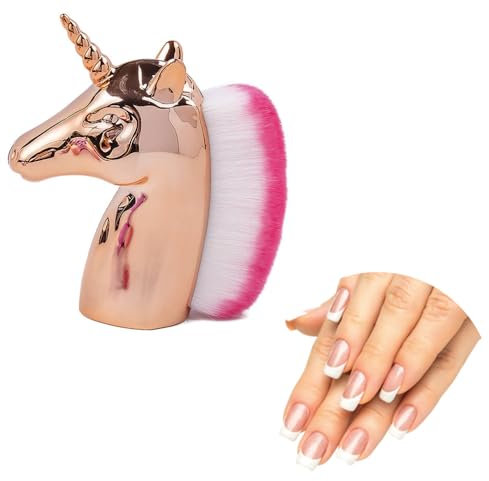 Unicorn Makeup Brush For Nail Art, Powder Foundation, Blush, Contour, Manicure, Rainbow Horse Big Brush For Face & Hands (Rose Gold)