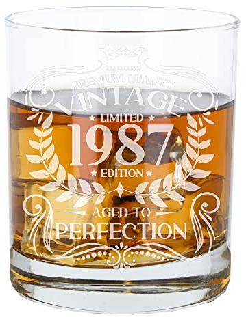 Always Looking Good Verre à whisky gravé vintage 1987 pour homme - Cadeau pour 38 ans - Verre à whisky gravé - Bourbon Scotch Lowball