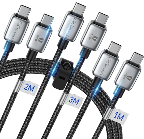 GiGimundo USB C Kabel PD100W [3Stück 1M+2M+3M], 20V/5A geflochtenes Nylon ladekabel usb c für Samsung Galaxy S23 S22 S21 A13 A23 A33 A53 MacBook Air M2 iPad Pro 12.9 iPad Air 5/Mini 6, Pixel 7 Pro