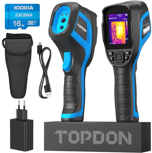 TOPDON Termocamera TC004, 320 x 240 IR, Termocamera portatile con registrazione video, autonomia 12 ore, da -20°C a 350°C, 16 GB di RAM, per ispezione elettrica, perdite, manutenzione domestica