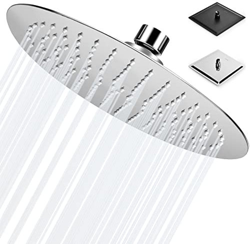 BalladHome 12 Zoll Duschkopf Regendusche Regendusche Runden Einbauduschköpfe Verstellbarer Brausekopf aus Edelstahl 304 mit Anti-Kalk-Düsen Poliert Regenduschkopf (30x30cm, Silber)-Y