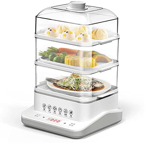 Multifunzionale 3 Tier Food Steamer 18L/24L Scatola di vapore impilabile elettrica con cremagliera a vapore in acciaio inossidabile 6 modalità di cottura preimpostata Steamer di carne vegetale 24L