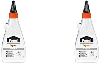 Ponal Express Holzleim, transparent und schnell trocknender Holzkleber für vielseitige Verleimungs- & Bastelarbeiten, wasserfester Leim in praktischer Flasche, 1x550g (Packung mit 2)