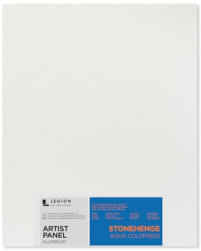 Legion Artist Panel, 1/8 Composite Brushed Aluminum with Stonehenge Aqua Coldpress White, 100% Cotton, 140lb Paper, 16 x x20 inches for Wet Media