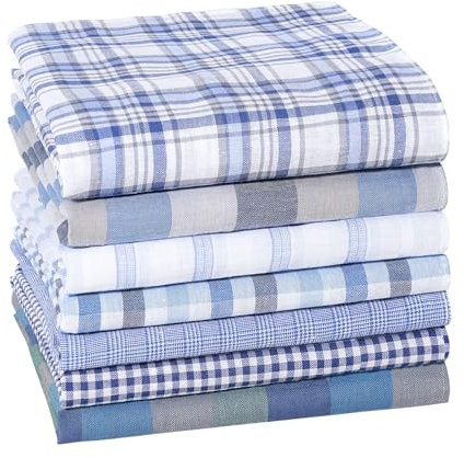 HOULIFE Herren Taschentücher - Weiche Baumwolle Klassisches Kariertes Taschentuch Set, Anzug Einstecktuch, Blau