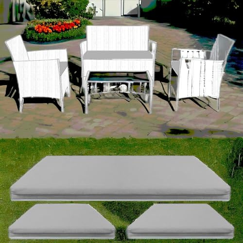 Foam & Upholstery Warehouse Garden Rattan Cushion Pad Replacement Seat Cover | Chair & Sofa| Water Resistant | 3 Piece (Cover Only) (Grey)