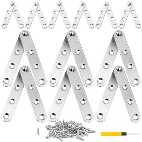 GZqiancang Bisagra Pivotante,con Tornillos y Destornillador,12 Piezas | Acero Inoxidable 360 Grados Bisagra Giratoria para Puertas de Casa, Armarios, Baños, Alféizares