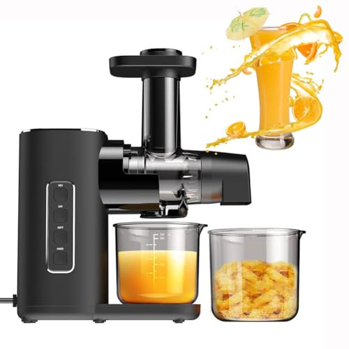 NSTVVEE Máquinas Exprimidoras - Exprimidor de Masticación Lenta - Exprimidor Centrífugo Prensa en Frío - Extractor de Exprimidor con Separación de Orujos con Función Inversa - Sin BPA - Ex