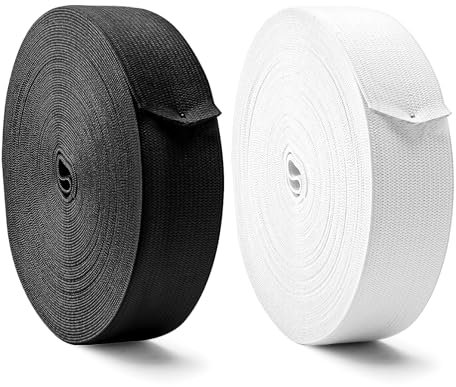 DAWRIS 2 gomas elásticas de 30 mm, color blanco y negro, 10 metros de goma para pantalones, 3 cm de ancho, cinta de goma para costura, cinta elástica para coser, cinta elástica ancha para coser en la