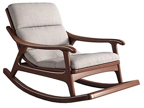 FLORIG Freizeit-Relaxsessel für Erwachsene aus Holzstoff, Walnussholz – Ganzkörpersessel mit Basis aus massivem Hartholz für das Wohnzimmer – modernes Design