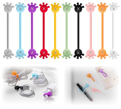 NEERIX 10 Stück Magnetischer Kabelbinder 2024 Neuestes Handheld Set,Handheld Magnetic Cable Manager,Wiederverwendbare Silikon Kabelorganisatoren,Praktische Kabelmanager für Büro und Zuhause