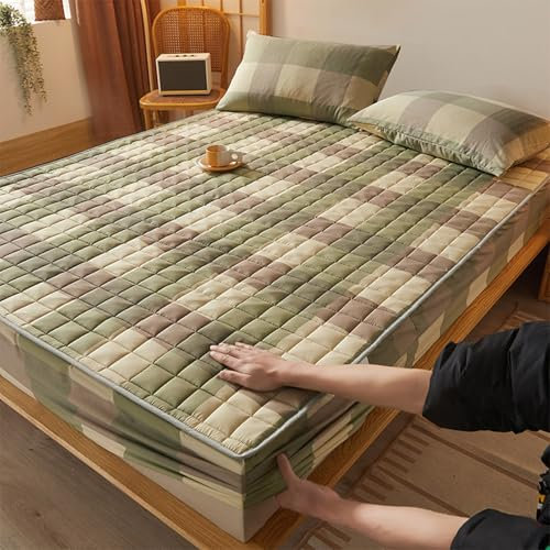 HAIBA wasserdichte Matratzenauflage 200 x 220cm SPANNBETTLAKEN Matratzenhöhe bis 30 cm Inkontinenzauflage Rundumgummi Atmungsaktiv Baumwolle Rundumbezug waschbar Grün