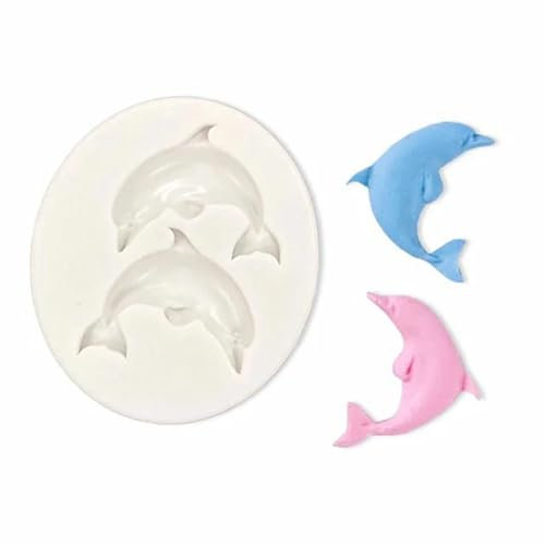 Epoxidharz-Formen, 7,8 x 6,8 x 1,3 cm, Delfin-Silikonform, Küchen-Backwerkzeug, Dessert, Fondant, Harzform, Fischkuchen, Schokolade, Spitze, Dekorationszubehör