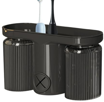 Soporte para cepillos de dientes con vasos,Soporte para cepillos de dientes - Organizador de cepillos de dientes eléctricos - Soporte multifuncional para cepillo de dientes con tazas, almacenamiento d