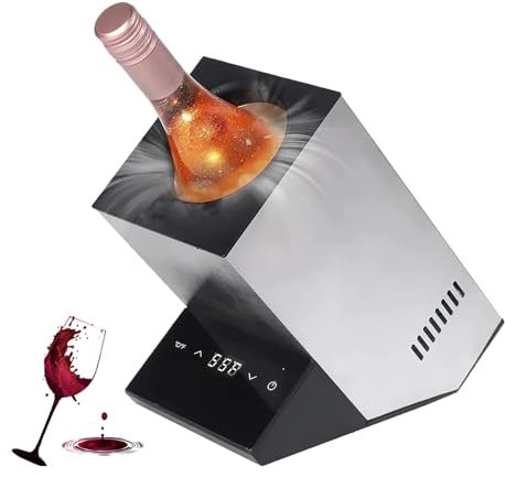 LwiftGal Electric Wine Chiller, Single Bottle Wine Cooler in Stainless Steel, Rapid Beverage, Champagne, Drink Chiller, Gifts for The Wine Lover, Wine Coolers,Silver