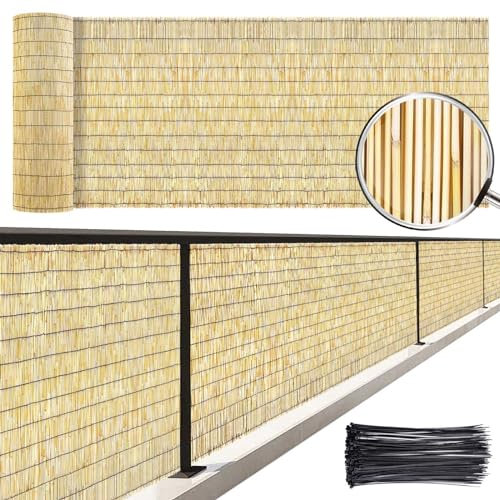 Occultant Brise Vue Jardin 30-180cm De Haut Clôture en Roseau écologique Translucide Naturel Rouleau De Clôture en Bambou Facile à Installer pour Balcon Terrasse Jardin Bordure De Piscine(Natural)