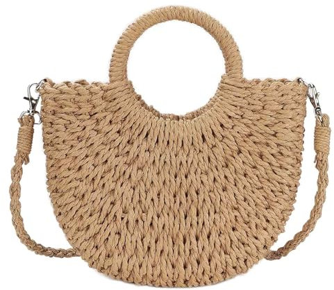 BTHRORO Stroh Umhängetaschen für Damen, Mode Sommer Strandtasche Crossbody Tasche Basttasche Leichte Crossbody Tasche für Mädchen Reise Täglicher Sommer Strand