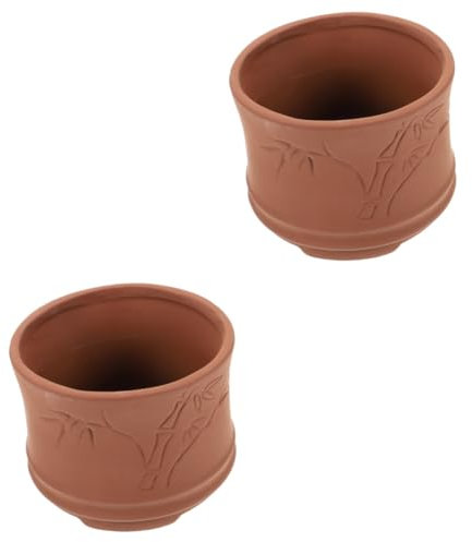 BESPORTBLE 2 Pièces Pot De Fleurs en Grès Sable Violet Pots De Plantes Extérieures Mini Jardinière Terre Cuite Bol Plantes Jardinière D'intérieur De Plein Air Terreau pour Orchidées Grès