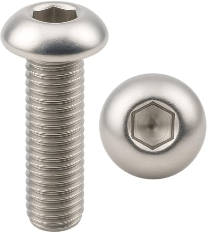 Tornillo de acero inoxidable M3x14 mm cabeza abovedada BTR Ø 3x14 mm | Tornillo cilíndrico M3 x 14 mm BHC de 6 capas huecos (llave allen) | Acero inoxidable A2-70 (V2A/304) | DIN ISO 7380-1: lote de 5