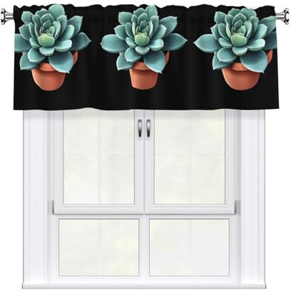 XBKGOHA Short Curtains with Valance Rod 54x18in Porcelain pot with meat Printing for Kitchen, Bathroom, bedroom, Studio, Fits Most Standard or Decorative Curtain Rods
