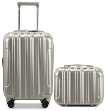 LEADZM Set de 2 Valises de Voyage avec Vanity Case, Valise Grande Taille, Valise Cabine, Set de Bagage pour Voyage, ABS+PC avec roulettes Pivotantes 360°, Design dégradé - Space Gray