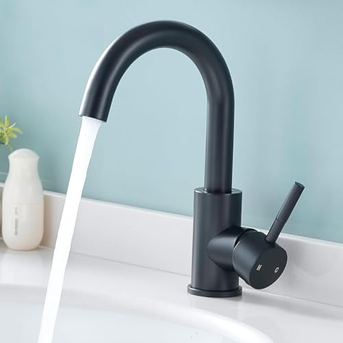 Fransiton Wasserhahn Bad Hoch, 360° Wassersparende Waschtischarmatur Hoch mit Warm/Kaltwasser Mischbatterie für Badezimmer/küche Waschbecken Kleine Wohnmobil