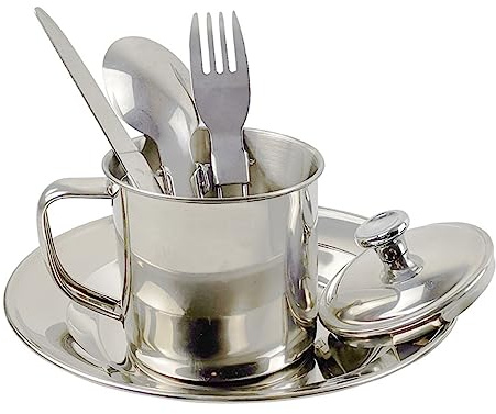 UKCOCO Utensilios De Cocina De Acero Inoxidable Para Picnic y Acampar Vajilla Portátil De Personas Juego De Utensilios De Cocina Para Acampar Plateada