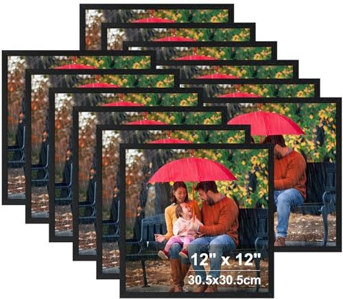 Ditwis 12 Stück Bilderrahmen 30x30 Schwarz, Quadratisch Fotorahmen für Fotos und Bilder, Wand- und Tischaufstellung, Modern Rahmen für Wohn-, Schlaf- und Büroräume