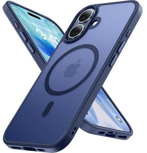 Miracase Magnetic for iPhone 17 Case (Compatible with MagSafe) with Screen Protector Military-Grade Protection, Anti-Fingerprint Translucent Matte Phone Cover for iPhone 17 6.3 inch, Dark Blue