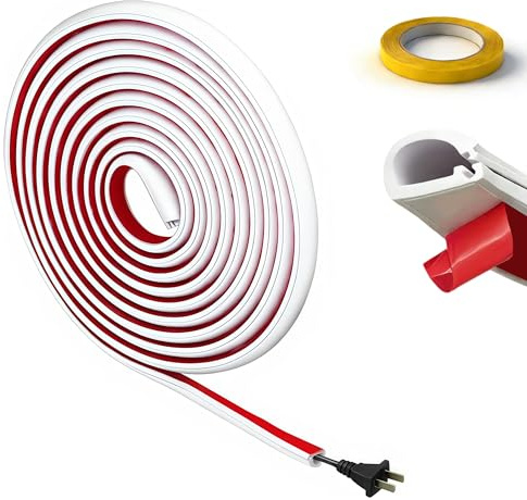 Halvcirkelformad självhäftande kabelkanal vit 7 mm kabelslang kabelläggning kabelskydd inklusive 1,5 m kabelkanal och 10 mm x 15 m tygtejp perfekt för kontor hushåll elektrisk installation