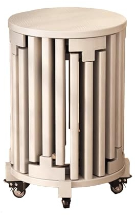 Genérico Taburetes Redondos Apilables,Taburete De Madera Maciza,Un Juego De 6 Taburetes Apilables Sin Respaldo,con Ruedas Giratorias,para Comedor,Sala De Estar,Cocina(Color-1)