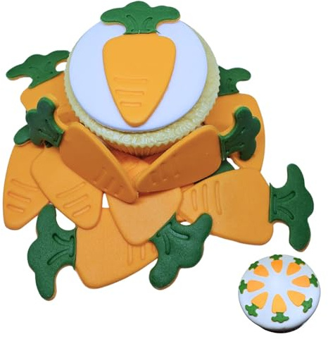 12 X Edible Carrots Cake Cupcake Topper Decorations - Handmade Sugar Paste Cake Decorations * 6 STYLES TO CHOOSE FROM * (12 x large carrots)