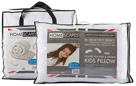 Homescapes Kinder Bettdecken-Set: Ganzjahres-Bettdecke 120x150 cm (420 GSM) & Kinder-Kopfkissen 40x60 cm, Gänsefedern- & Daunen-Decke & Kissen für Kinder, Oeko-TEX Standard 100