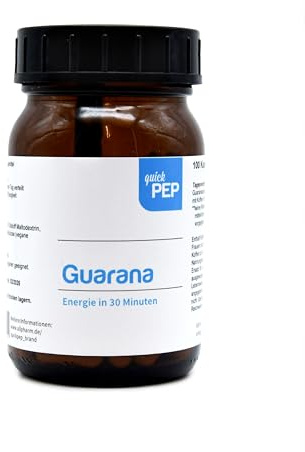 quickPEP Guarana Kapseln 100 Stk. vegan - Hochwertiger Wirkstoff-Komplex mit 1500mg Guaranasamenpulver und Koffein zur Steigerung der Konzentration