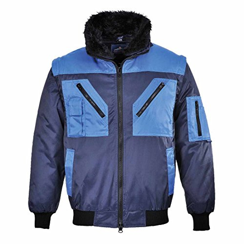 Portwest PJ20 Pilotjacka Polyester Vattenavvisande 6 Fickor Ärmficka Vinter | Marinblå, XL, UPF 50+, Normal Passform, Lång Ärm, Hög Andel Bomull, Radioenhet Ögla, Extremt Vattenbeständig, Smutsavvisande