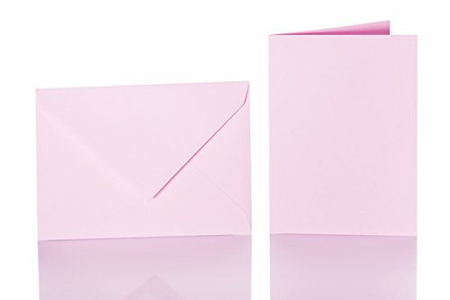 Paper24 Faltkarten Set mit Brief-Umschlägen je (25 Stück in der Farbe Rosa) DIN C6 114x162 mm A6 150 x 100 mm