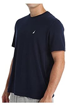 Nautica Kortärmad crew neck mjuk stickad sömn te pyjamasöverdel, Marinblå, M