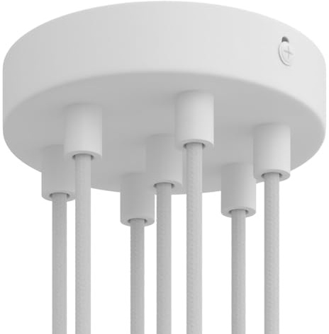creative cables - Kit Rosace métallique cylindrique à 7 Trous - Cylindrique, Blanc Mat