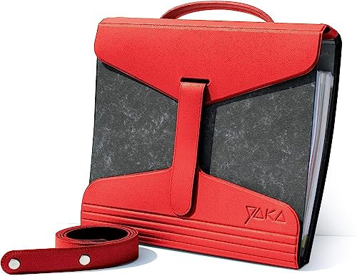 YAKA Roter A4-Ordner und Dokumentenhalter – verstellbarer Schultergurt: 96 cm, 104 cm oder 112 cm