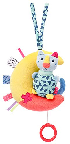 Fehn 055115 Spieluhr Katze im Mond COLOR Friends – Kuscheltier & Einschlafhilfe: Aufzieh-Spieluhr mit Melodie „Guter Mond“ – für Bett, Kinderwagen, Babyschale – für Babys & Kleinkinder ab 0+ Monaten